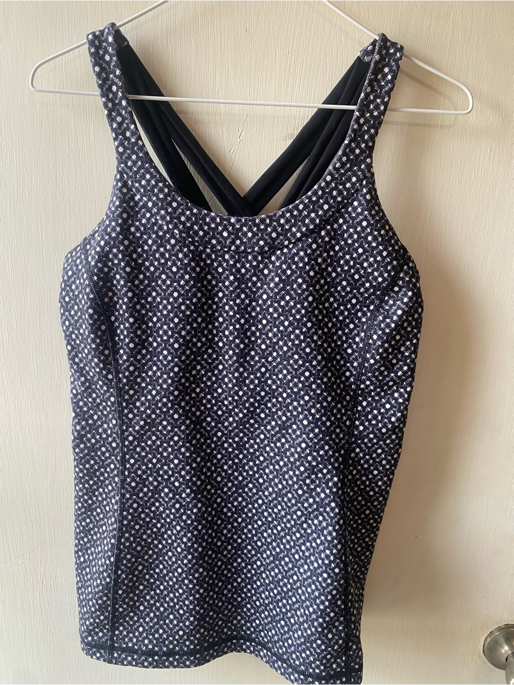 Lululemon Black and White Patterned Crossback Tank